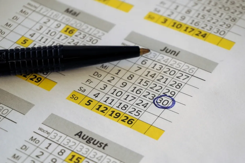 Wall calendar and planner used to track the Derby Public Schools district calendar